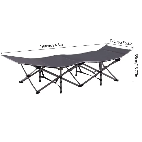 Cama de campo plegable para camping con colchón, soporta 200 kg, cama de invitados para viajes, interior, playa, jardín, 190 x 71 x 35 cm (gris)
