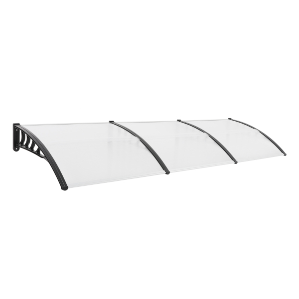 Marquesina de puerta de entrada, marquesina arqueada, dosel arqueado transparente, dosel transparente con estante negro, 90*293cm