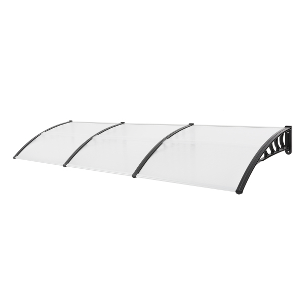 Marquesina de puerta de entrada, marquesina arqueada, dosel arqueado transparente, dosel transparente con estante negro, 90*293cm