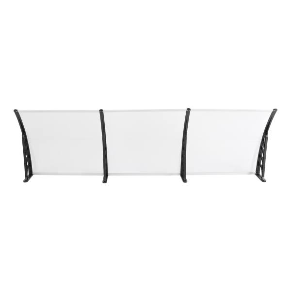 Marquesina de puerta de entrada, marquesina arqueada, dosel arqueado transparente, dosel transparente con estante negro, 90*293cm