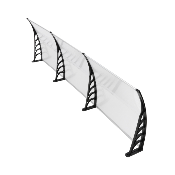 Marquesina de puerta de entrada, marquesina arqueada, dosel arqueado transparente, dosel transparente con estante negro, 90*293cm Marquesina de puerta de entrada, marquesina arqueada, dosel arqueado transparente, dosel transparente con estante negro, 90*293cm