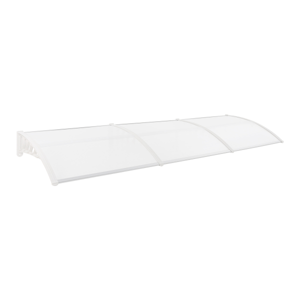 Marquesina de puerta de entrada, marquesina arqueada, dosel arqueado transparente, dosel transparente con estante blanco, 90*293cm