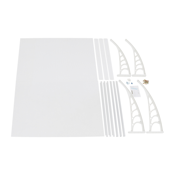 Marquesina de puerta de entrada, marquesina arqueada, dosel arqueado transparente, dosel transparente con estante blanco, 90*293cm