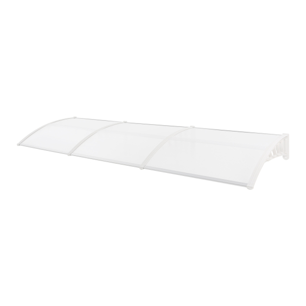 Marquesina de puerta de entrada, marquesina arqueada, dosel arqueado transparente, dosel transparente con estante blanco, 90*293cm