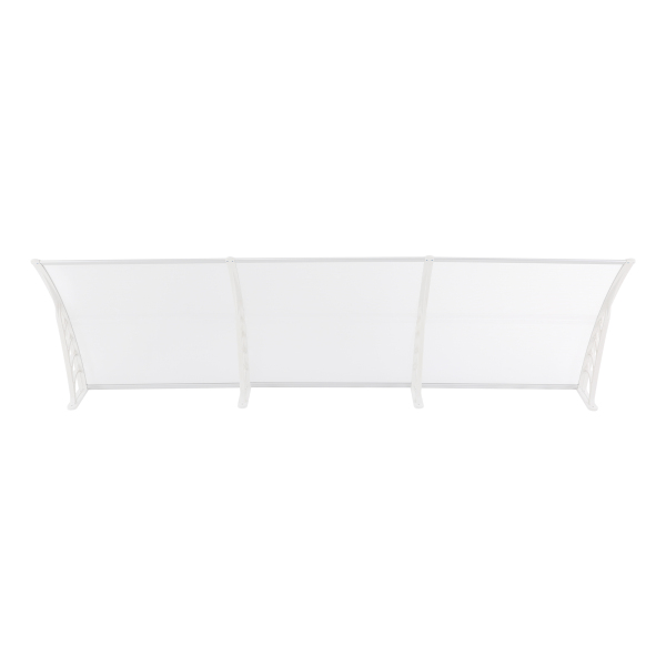 Marquesina de puerta de entrada, marquesina arqueada, dosel arqueado transparente, dosel transparente con estante blanco, 90*293cm