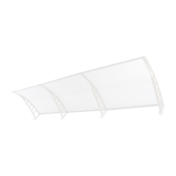 Marquesina de puerta de entrada, marquesina arqueada, dosel arqueado transparente, dosel transparente con estante blanco, 90*293cm