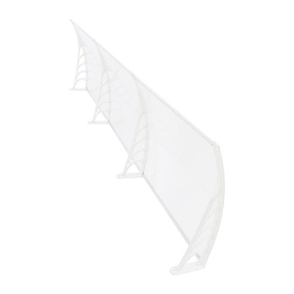Marquesina de puerta de entrada, marquesina arqueada, dosel arqueado transparente, dosel transparente con estante blanco, 90*293cm