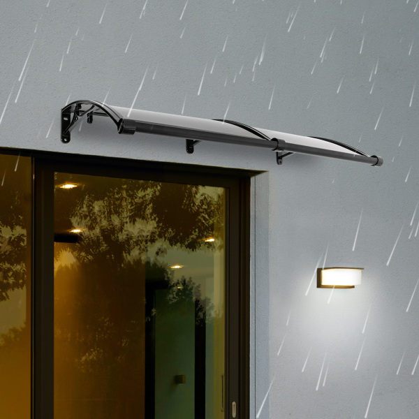Toldo de lluvia para puerta de entrada, caseta de lluvia para puerta de entrada, protección solar, 120*60cm, Negro