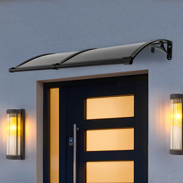 Toldo de lluvia para puerta de entrada, caseta de lluvia para puerta de entrada, protección solar, 120*60cm, Negro