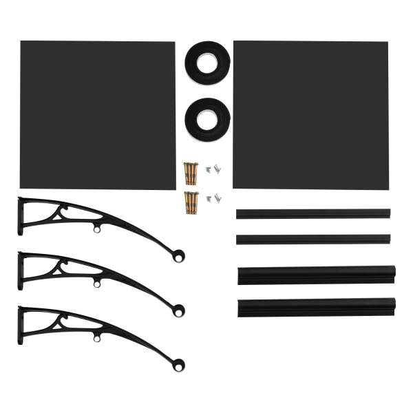 Toldo de lluvia para puerta de entrada, caseta de lluvia para puerta de entrada, protección solar, 120*60cm, Negro