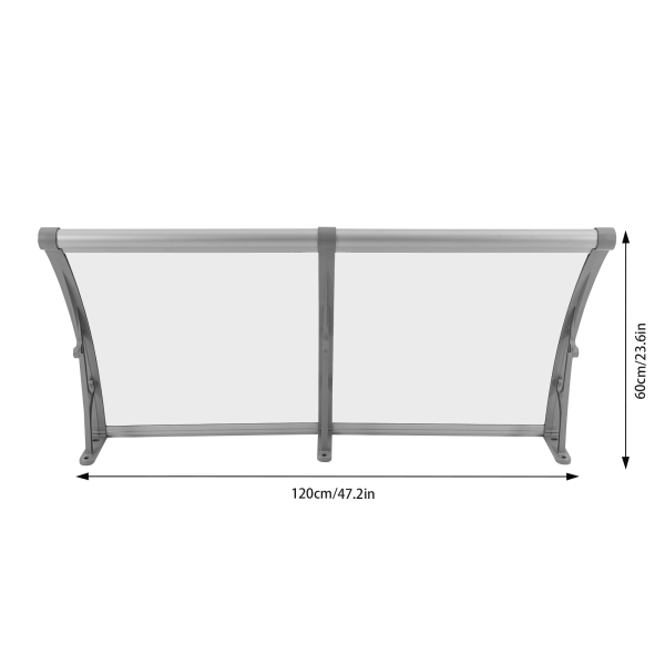Toldo de lluvia para puerta de entrada, caseta de lluvia para puerta de entrada, protección solar, 120*60cm, Transparente