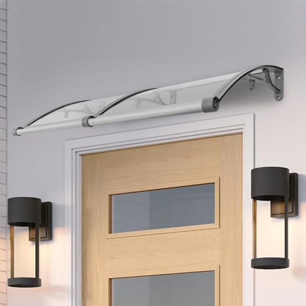 Toldo de lluvia para puerta de entrada, caseta de lluvia para puerta de entrada, protección solar, 120*60cm, Transparente