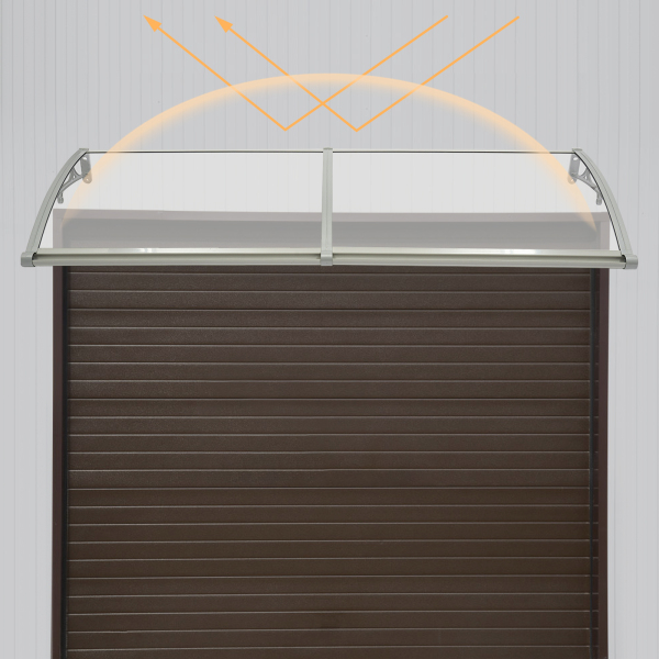Cobertizo de lluvia con arco para puerta de entrada, 200*60 cm, para exteriores, protección solar, soporte plateado