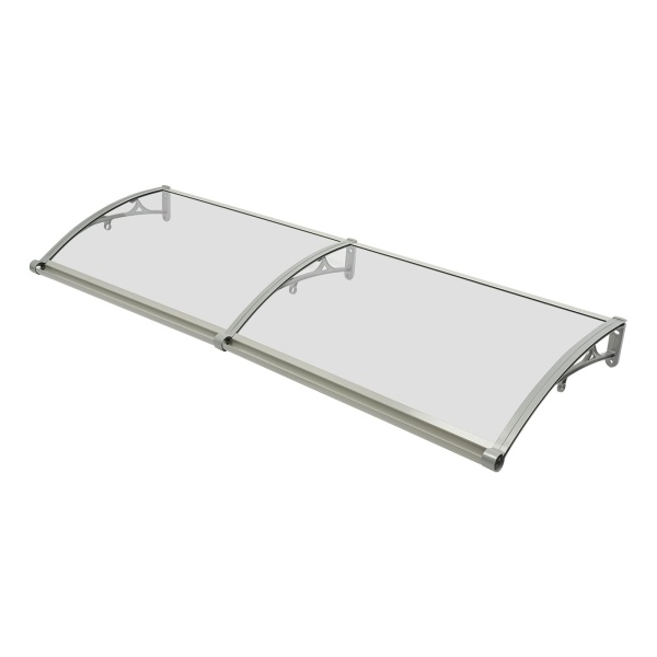 Cobertizo de lluvia con arco para puerta de entrada, 200*60 cm, para exteriores, protección solar, soporte plateado