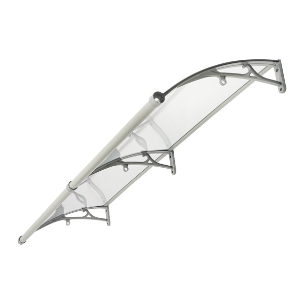 Cobertizo de lluvia con arco para puerta de entrada, 200*60 cm, para exteriores, protección solar, soporte plateado
