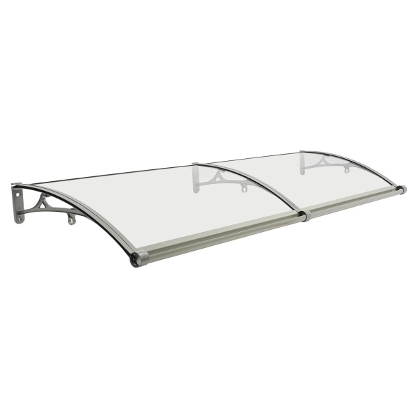 Cobertizo de lluvia con arco para puerta de entrada, 200*60 cm, para exteriores, protección solar, soporte plateado