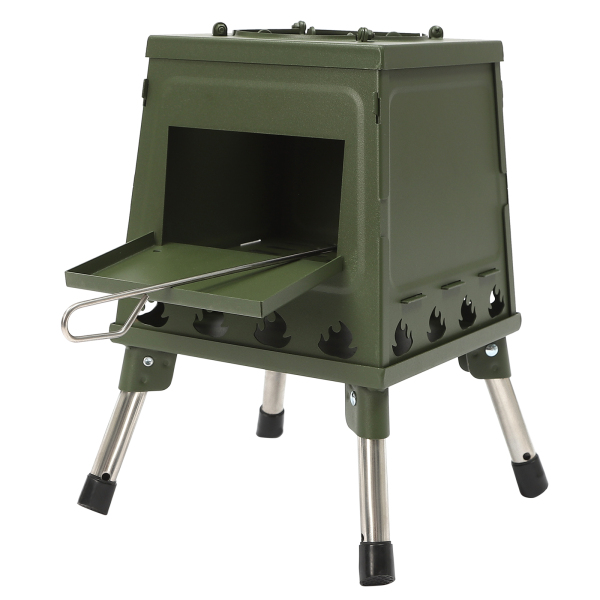 Estufa de leña portátil para camping, exterior, calefacción de tienda, camping, cocina de tienda, exterior, verde