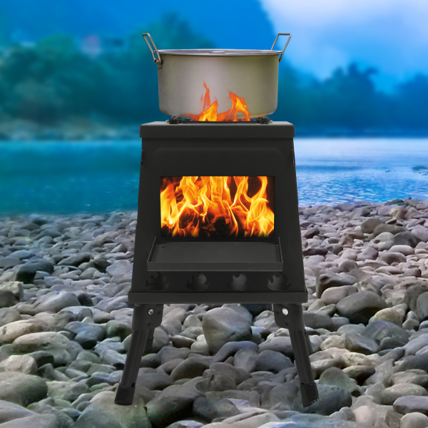 Estufa de tienda, Negro, Estufa de leña portátil para camping, exterior, calefacción de tienda, camping, cocina de tienda