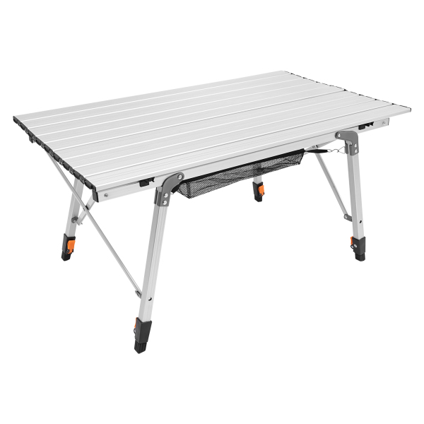 90x51.5x45-65cm Mesa de camping plegable, mesa de camping, mesa plegable con ajuste de altura, Plata