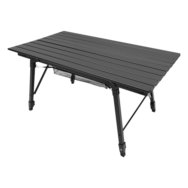 90*51*45-65cm Mesa de camping plegable, mesa de camping, mesa plegable con ajuste de altura, Negro