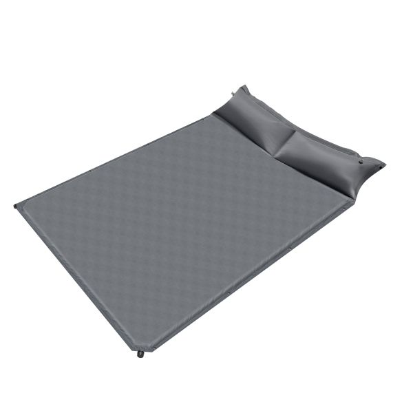 Colchón de aire autohinchable, colchoneta para dormir autohinchable, práctica para acampar al aire libre, Gris, Doble