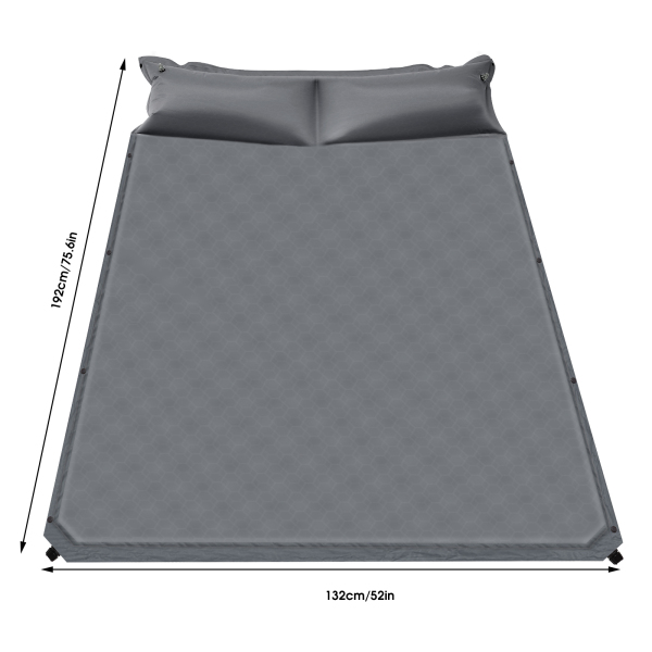 Colchón de aire autohinchable, colchoneta para dormir autohinchable, práctica para acampar al aire libre, Gris, Doble