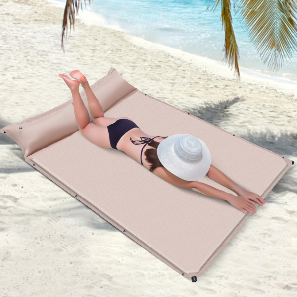 Colchón de aire autoinflable, colchoneta autoinflable práctica para acampar al aire libre, mochilero ,Caqui, Doble Colchón de aire autoinflable, colchoneta autoinflable práctica para acampar al aire libre, mochilero ,Caqui, Doble