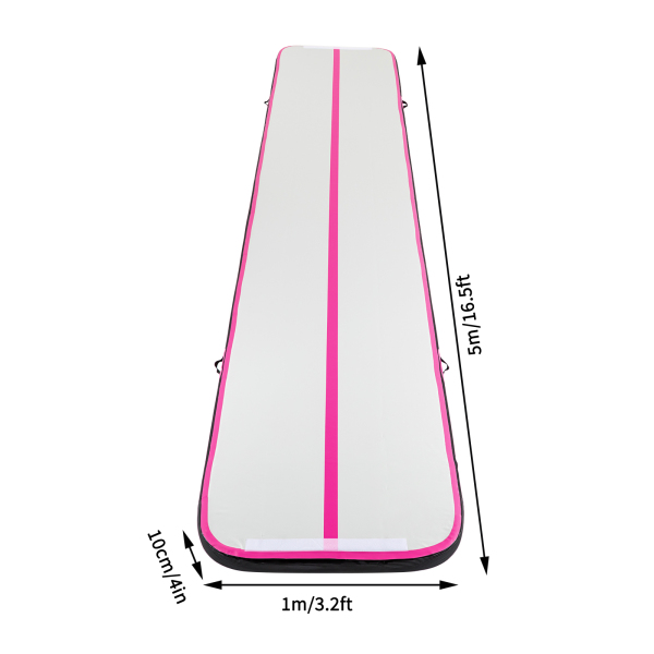 Colchoneta de gimnasia hinchable, 5m, con bomba de aire, colchoneta deportiva yoga, gimnasia & fitness, negro y rosa Colchoneta de gimnasia hinchable, 5m, con bomba de aire, colchoneta deportiva yoga, gimnasia & fitness, negro y rosa