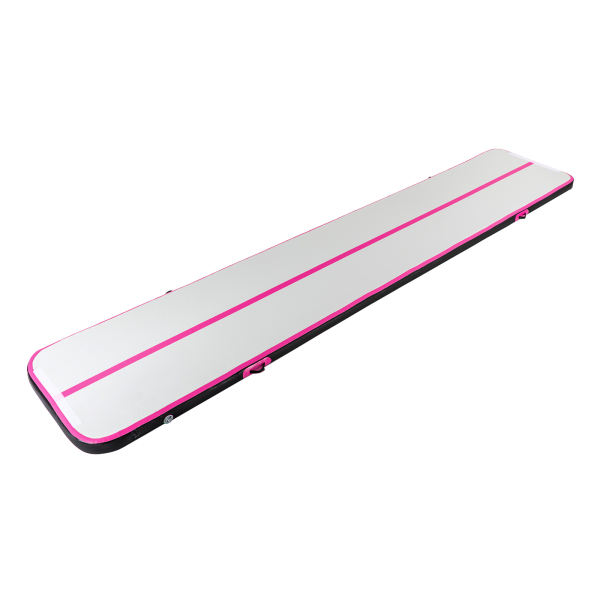 Colchoneta de gimnasia hinchable, 5m, con bomba de aire, colchoneta deportiva yoga, gimnasia & fitness, negro y rosa