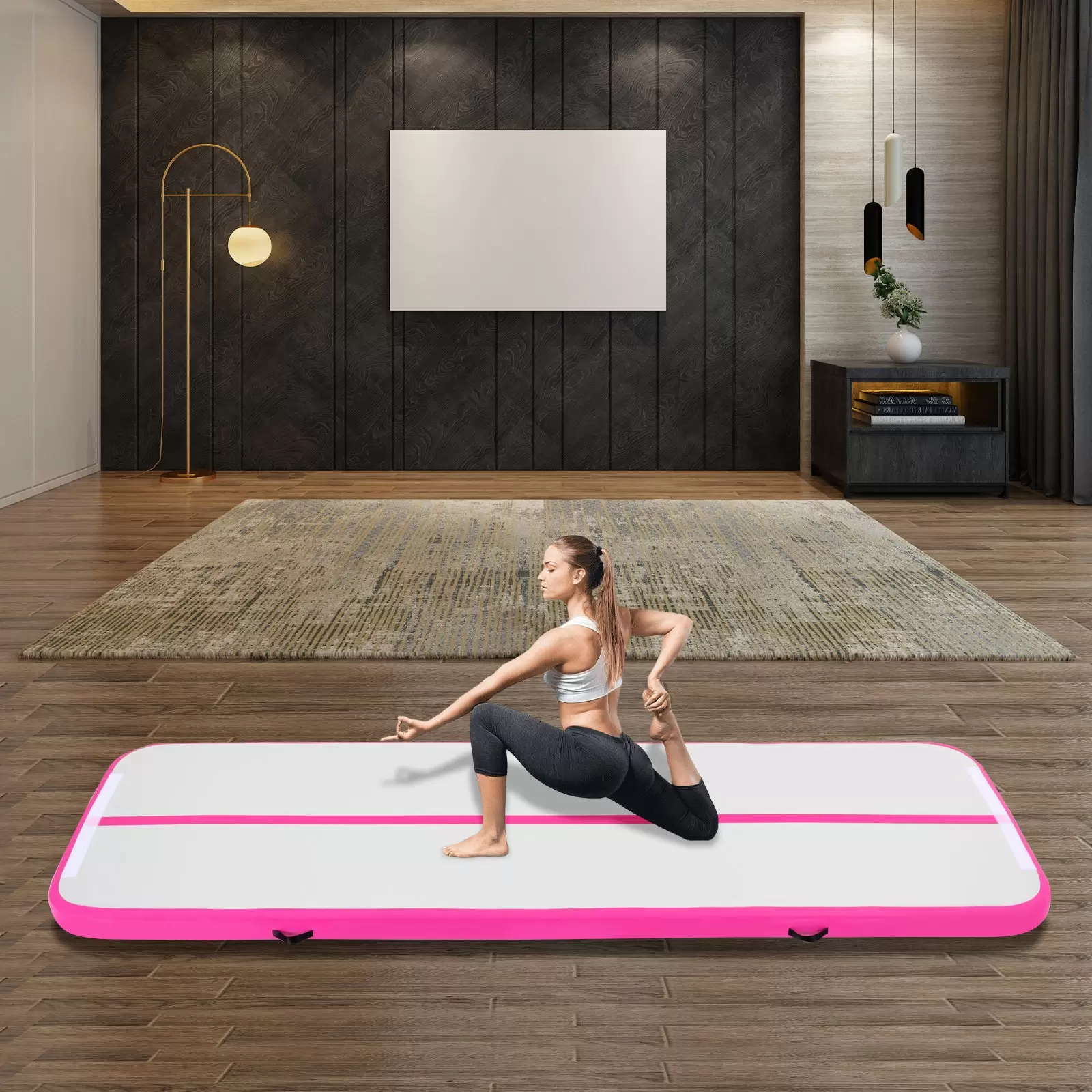 Esterilla de gimnasia de 3 m para el hogar, esterilla de fitness, esterilla de yoga, esterilla de gimnasia inflable, con bomba de aire