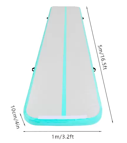 Alfombrilla hinchable para gimnasia, esterilla de yoga, esterilla de yoga, esterilla de deporte, esterilla de yoga, gimnasio, con bolsa de transporte y bomba de aire eléctrica, 1 x 5 metros