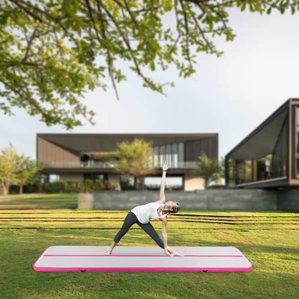 Alfombrilla hinchable para gimnasia, esterilla de yoga, deporte, gimnasio, con bolsa de transporte y bomba de aire eléctrica, 1 x 5 metros
