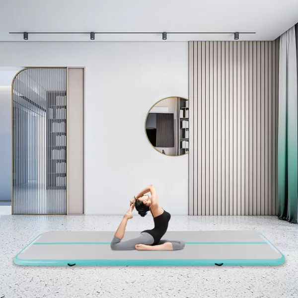 4M Esterilla de gimnasia inflable, antideslizante, 10 cm extra gruesa esterilla de fitness con bomba de aire, esterilla de yoga, de PVC cepillado