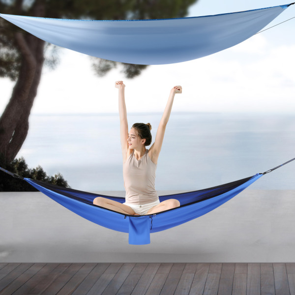 Hamaca para acampar, hamacas con mosquitera y lona para moscas de lluvia, 290*140cm hamaca para mochileros y viajes