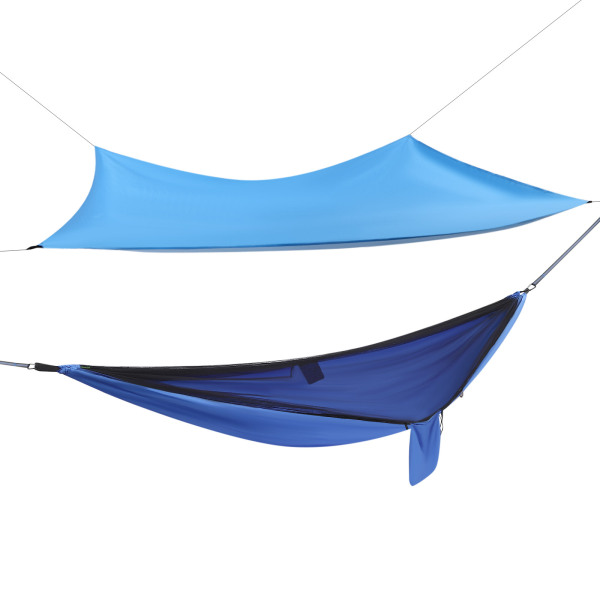Hamaca para acampar, hamacas con mosquitera y lona para moscas de lluvia, 290*140cm hamaca para mochileros y viajes