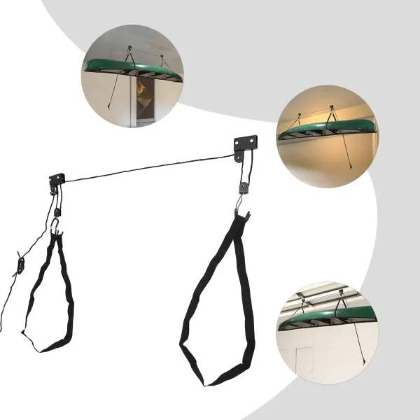 Alzamiento de kayak, alzamiento de canoa de kayak de montaje en techo, elevador de canoa de kayak para garaje de almacenamiento