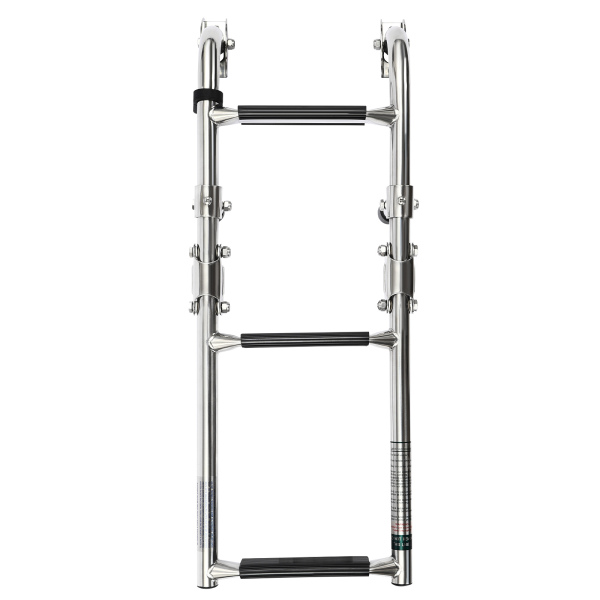 Escalera plegable de 3 peldaños Escalera para pontones de acero inoxidable pulido para barcos