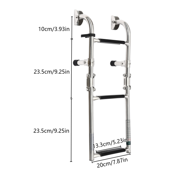 Escalera plegable de 3 peldaños Escalera para pontones de acero inoxidable pulido para barcos