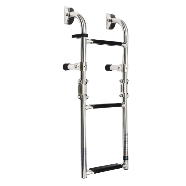 Escalera plegable de 3 peldaños Escalera para pontones de acero inoxidable pulido para barcos