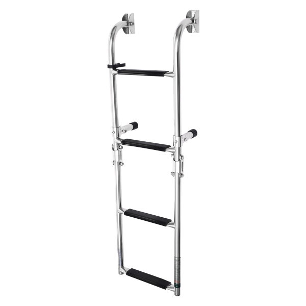 Escalera plegable para yate y barco telescópica de 4 peldaños de acero inoxidable