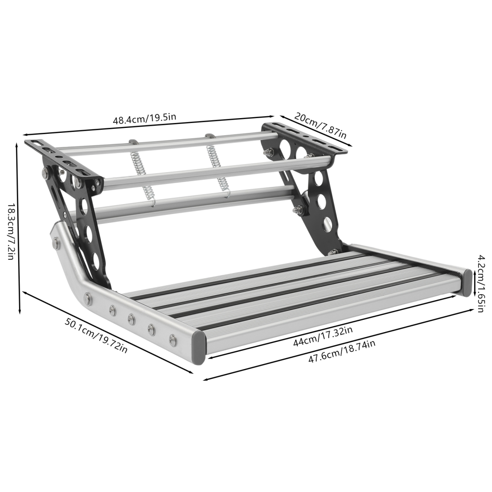 Escalón plegable para autocaravana, escalón manual para autocaravana con luz LED para autocaravanas, caravanas y caravanas