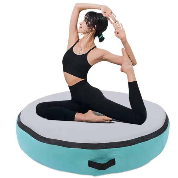 Esterilla de aire inflable redonda de 20,3 cm de espesor con bomba de aire eléctrica, esterilla de entrenamiento