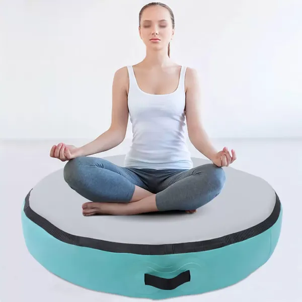 Esterilla de aire inflable redonda de 20,3 cm de espesor con bomba de aire eléctrica, esterilla de entrenamiento Esterilla de aire inflable redonda de 20,3 cm de espesor con bomba de aire eléctrica, esterilla de entrenamiento