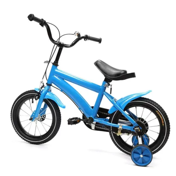 Bicicleta infantil de 14 pulgadas, para niños y niñas, con estabilizadores de equilibrio de acero, unisex, color azul