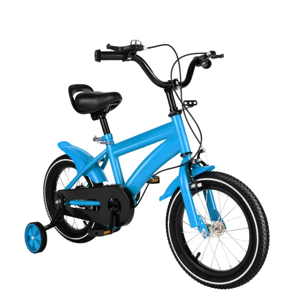 Bicicleta infantil de 14 pulgadas, para niños y niñas, con estabilizadores de equilibrio de acero, unisex, color azul Bicicleta infantil de 14 pulgadas, para niños y niñas, con estabilizadores de equilibrio de acero, unisex, color azul