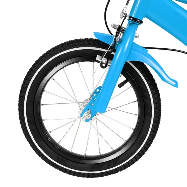 Bicicleta infantil de 14 pulgadas, para niños y niñas, con estabilizadores de equilibrio de acero, unisex, color azul Bicicleta infantil de 14 pulgadas, para niños y niñas, con estabilizadores de equilibrio de acero, unisex, color azul