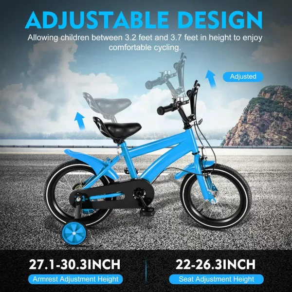 Bicicleta infantil de 14 pulgadas, para niños y niñas, con estabilizadores de equilibrio de acero, unisex, color azul Bicicleta infantil de 14 pulgadas, para niños y niñas, con estabilizadores de equilibrio de acero, unisex, color azul