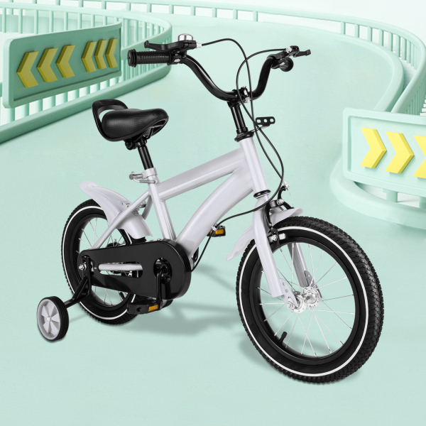Bicicleta infantil de 14 pulgadas, para niños y niñas, equilibrio para aprender a montar a caballo, con freno de mano y ruedas de apoyo de contrapedal