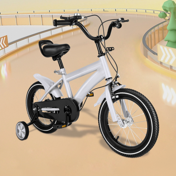 Bicicleta infantil de 14 pulgadas, para niños y niñas, equilibrio para aprender a montar a caballo, con freno de mano y ruedas de apoyo de contrapedal Bicicleta infantil de 14 pulgadas, para niños y niñas, equilibrio para aprender a montar a caballo, con freno de mano y ruedas de apoyo de contrapedal