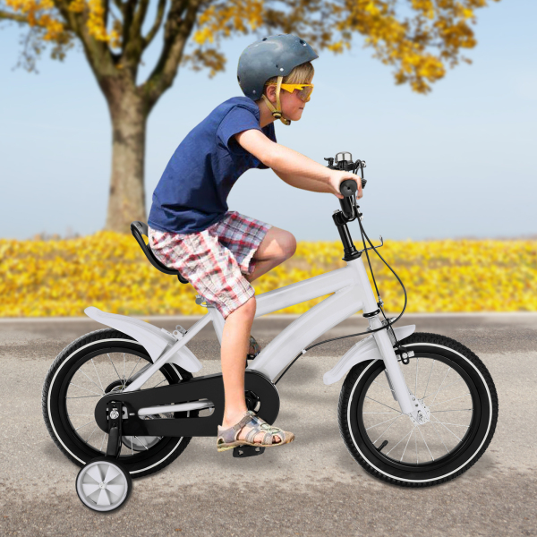 Bicicleta infantil de 14 pulgadas, para niños y niñas, equilibrio para aprender a montar a caballo, con freno de mano y ruedas de apoyo de contrapedal
